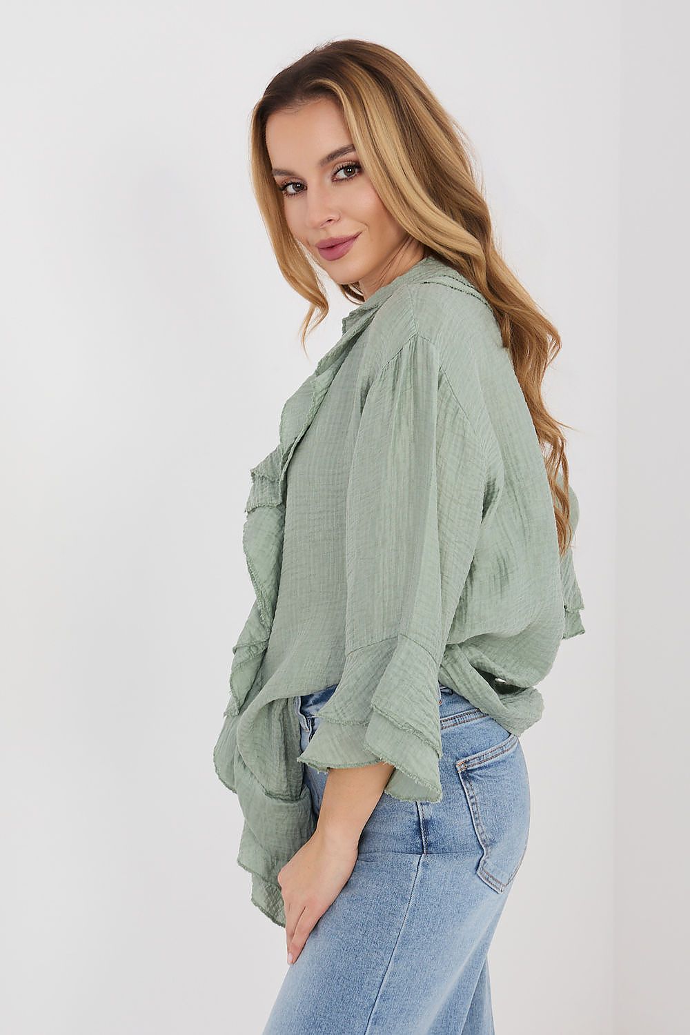 Boho-Bluse Damen – Romantische Langarmbluse mit Rüschen & Jabot