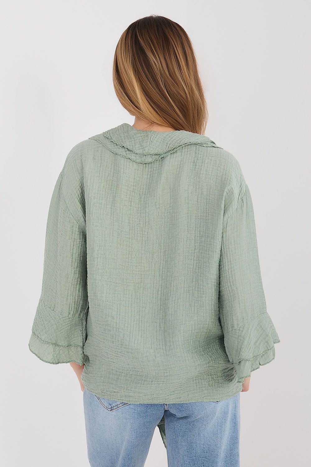 Boho-Bluse Damen – Romantische Langarmbluse mit Rüschen & Jabot