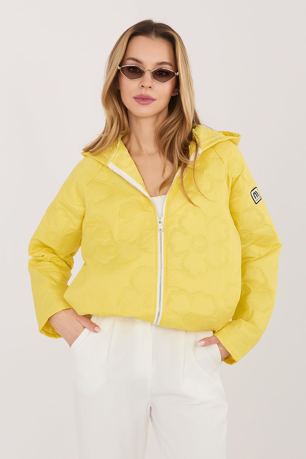 Gesteppte Jacke Damen Blumenmuster Kapuze – 8 Farben Übergang