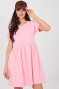 Ausgestelltes Kleid Damen Rosa – Baumwolle Knielang S bis XL