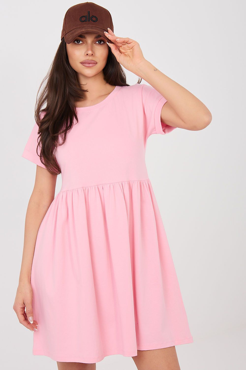 Ausgestelltes Kleid Damen Rosa – Baumwolle Knielang S bis XL