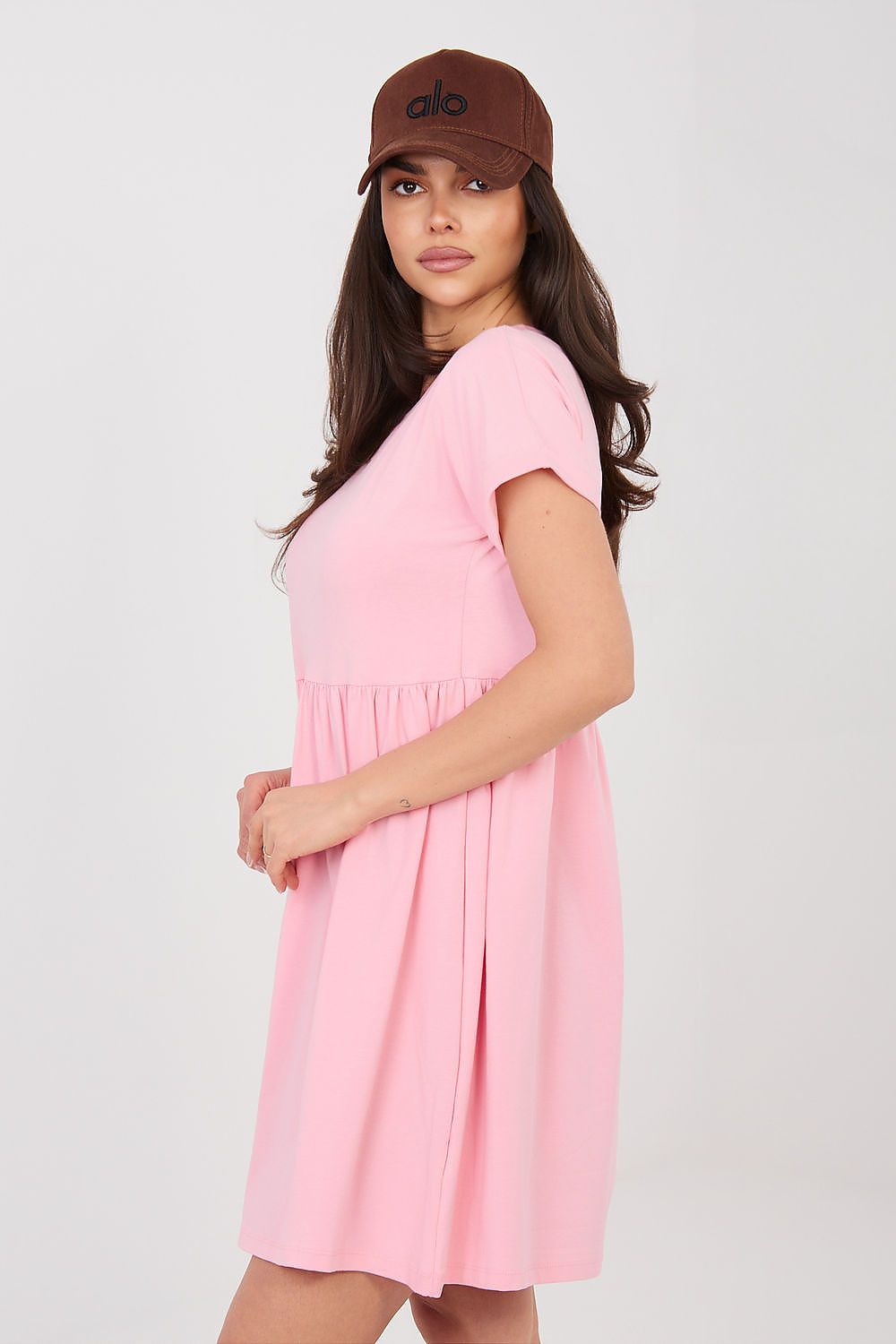 Ausgestelltes Kleid Damen Rosa – Baumwolle Knielang S bis XL