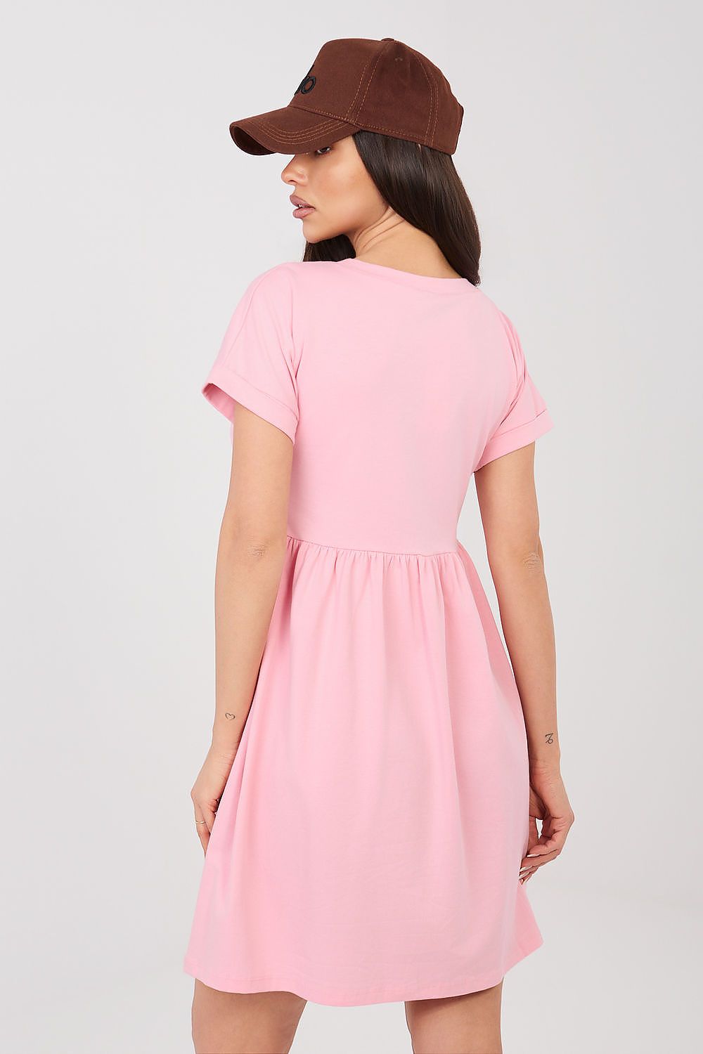 Ausgestelltes Kleid Damen Rosa – Baumwolle Knielang S bis XL