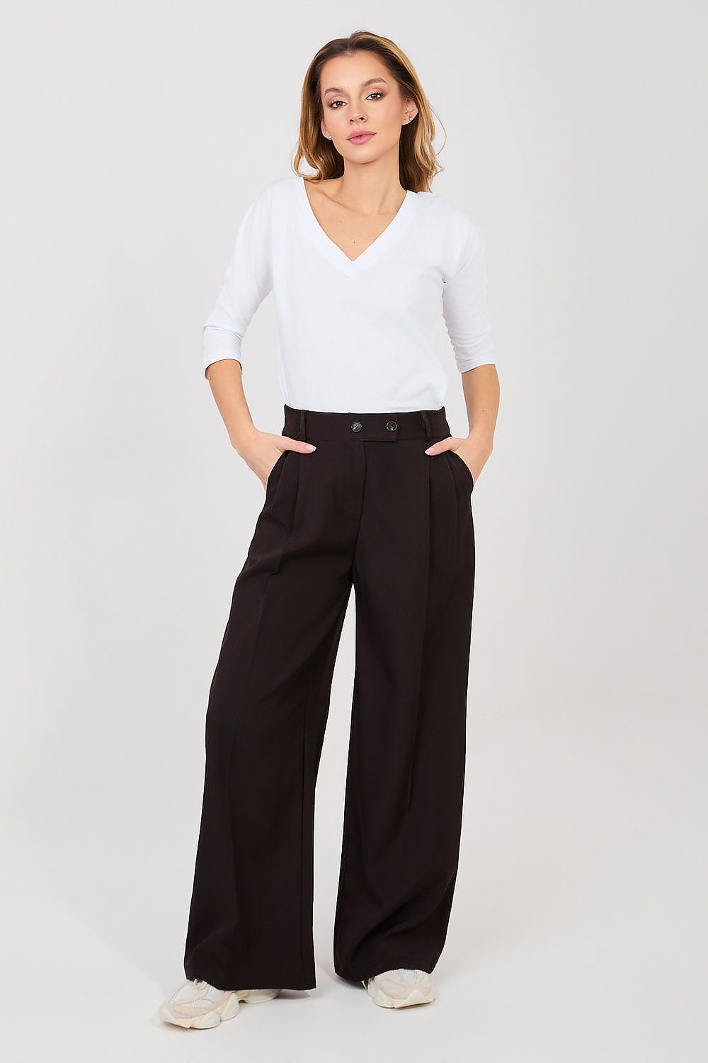 Wide Leg Hose Damen High Waist Braun – Elegant & Alltagstauglich