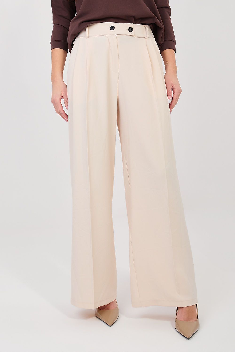 Wide Leg Hose Damen Beige High Waist – Zeitlos Elegant