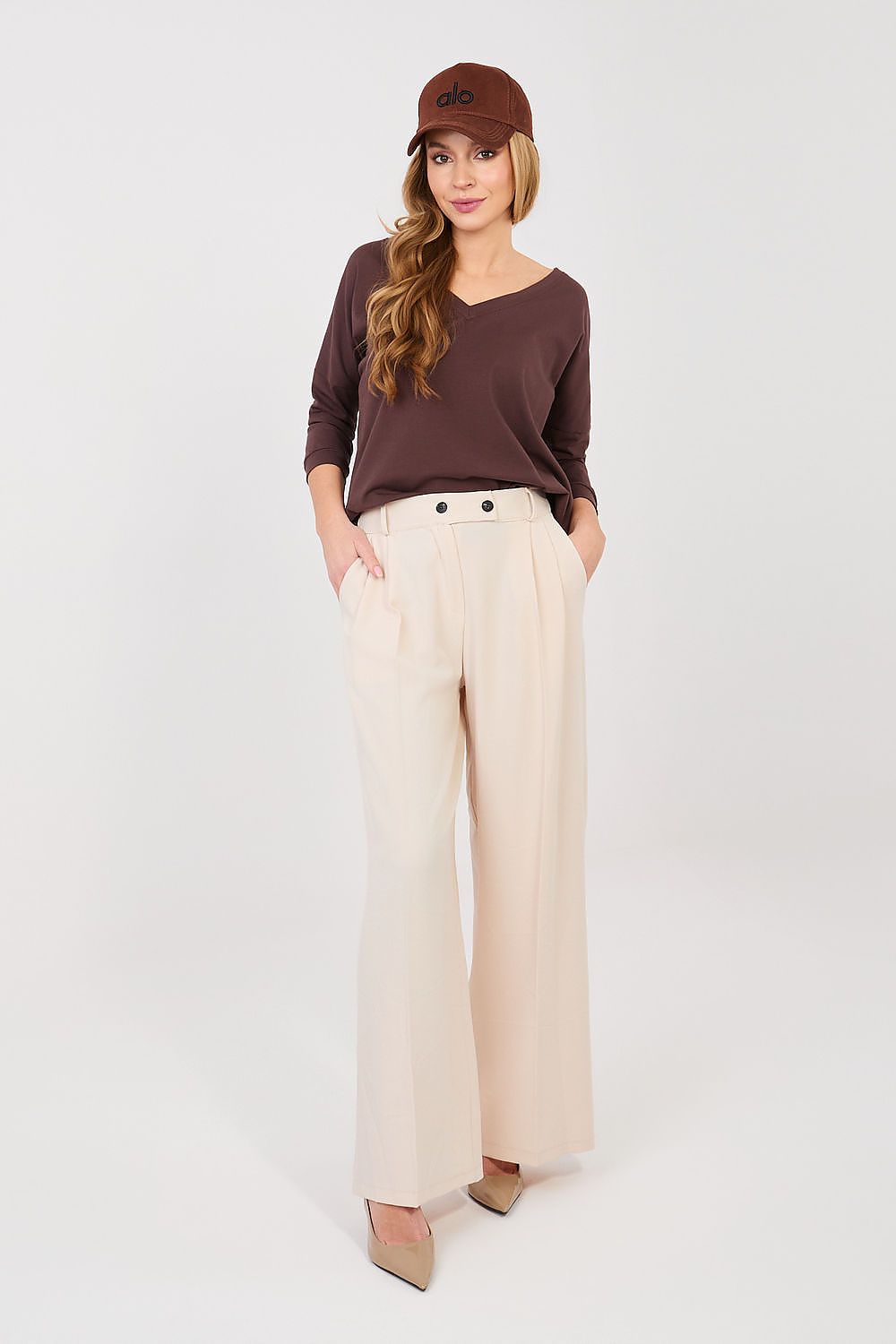 Wide Leg Hose Damen Beige High Waist – Zeitlos Elegant
