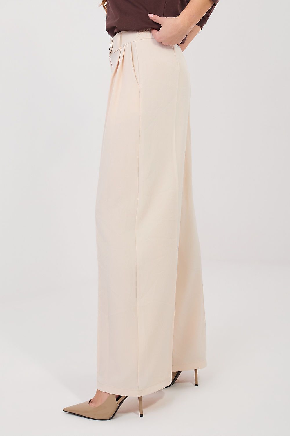 Wide Leg Hose Damen Beige High Waist – Zeitlos Elegant