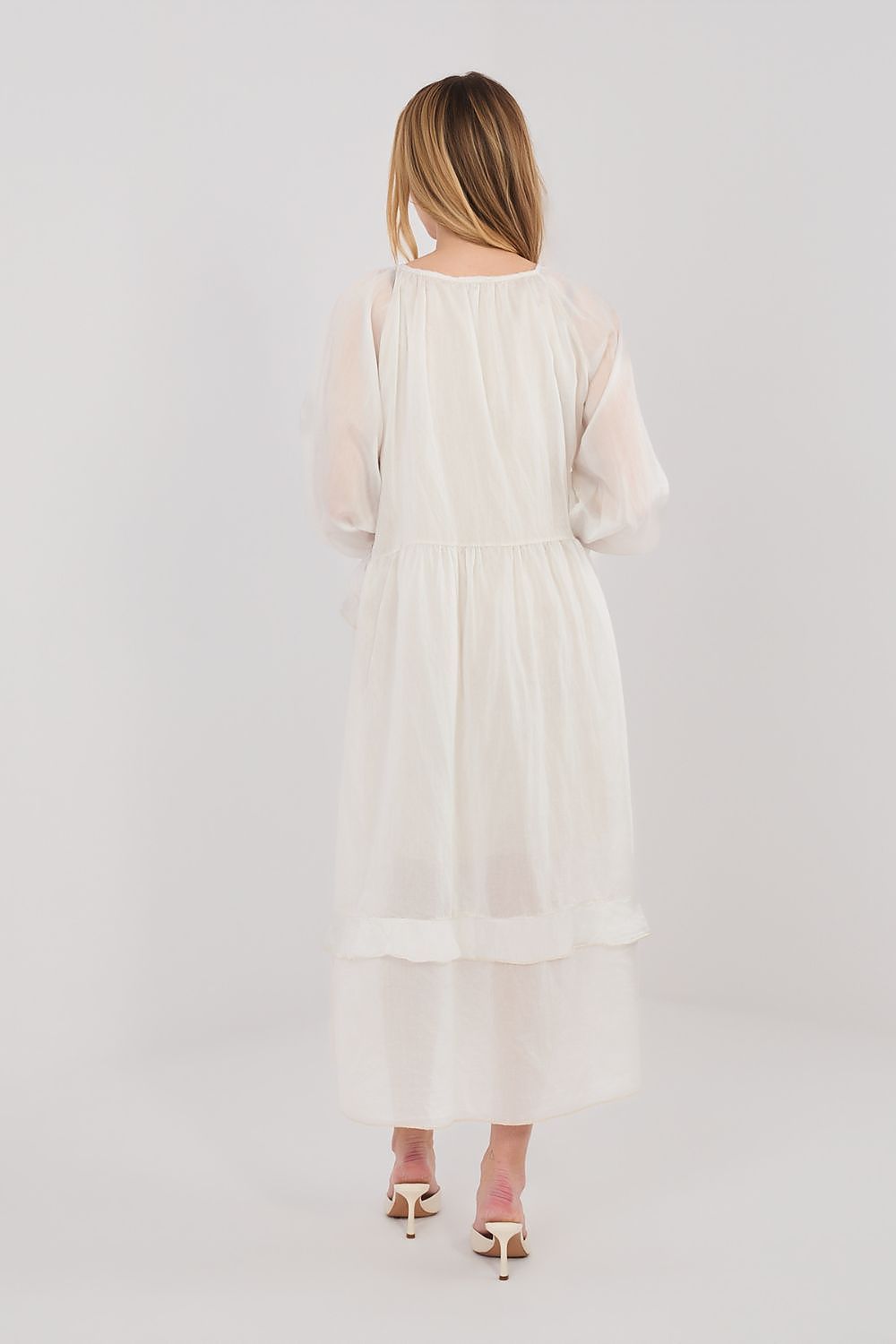 Boho-Sommerkleid Damen – Luftiges Midi-Kleid mit Puffärmeln
