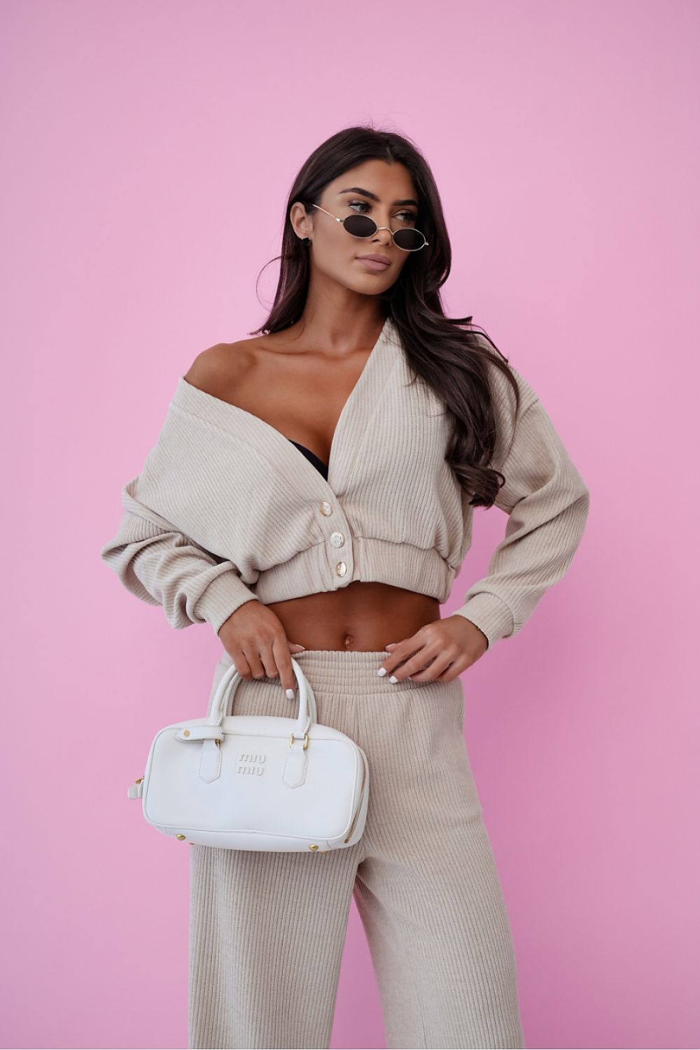 Set Damen Zweiteiler Baumwolle Elegant Casual