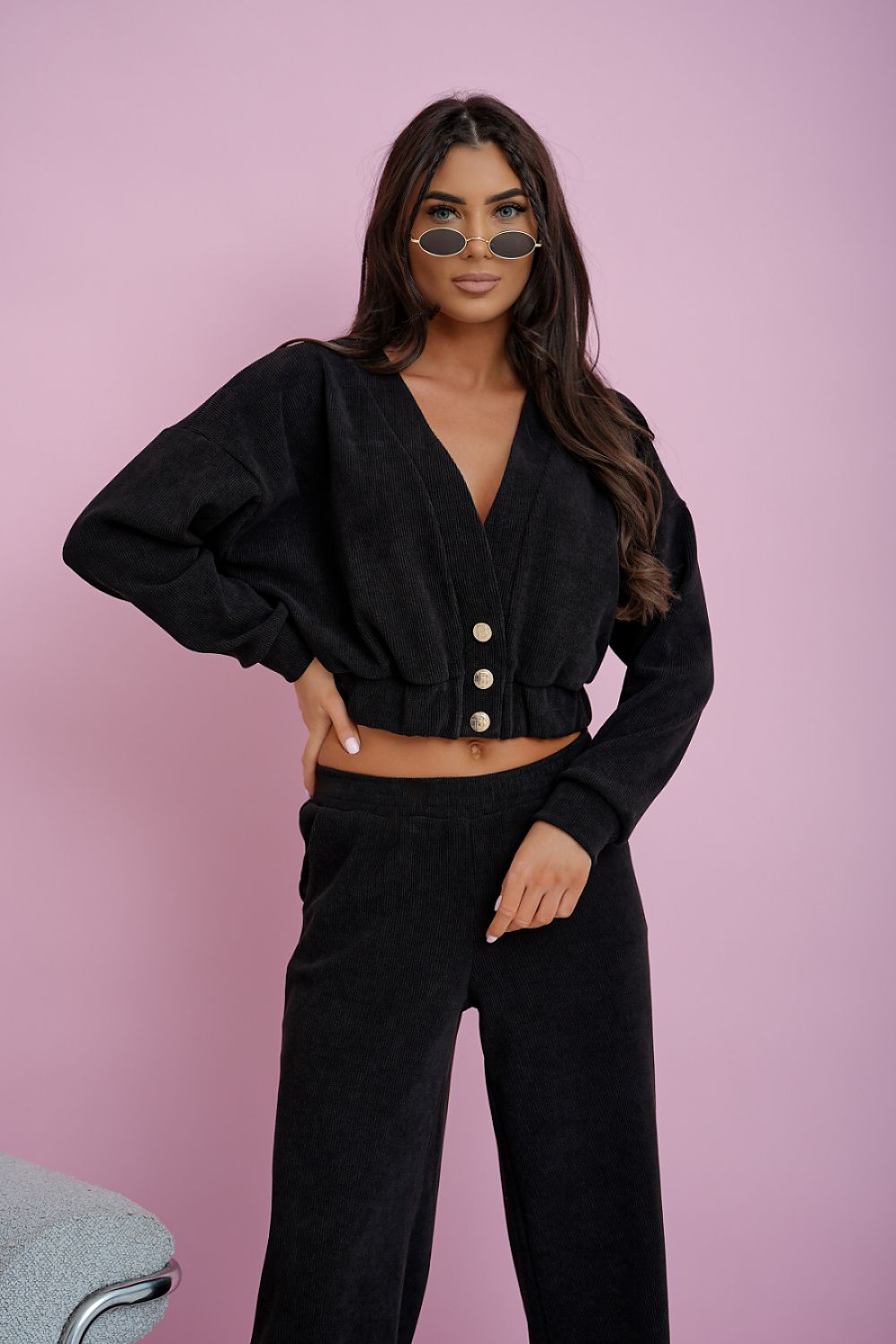 Set Damen Zweiteiler Baumwolle Elegant Casual