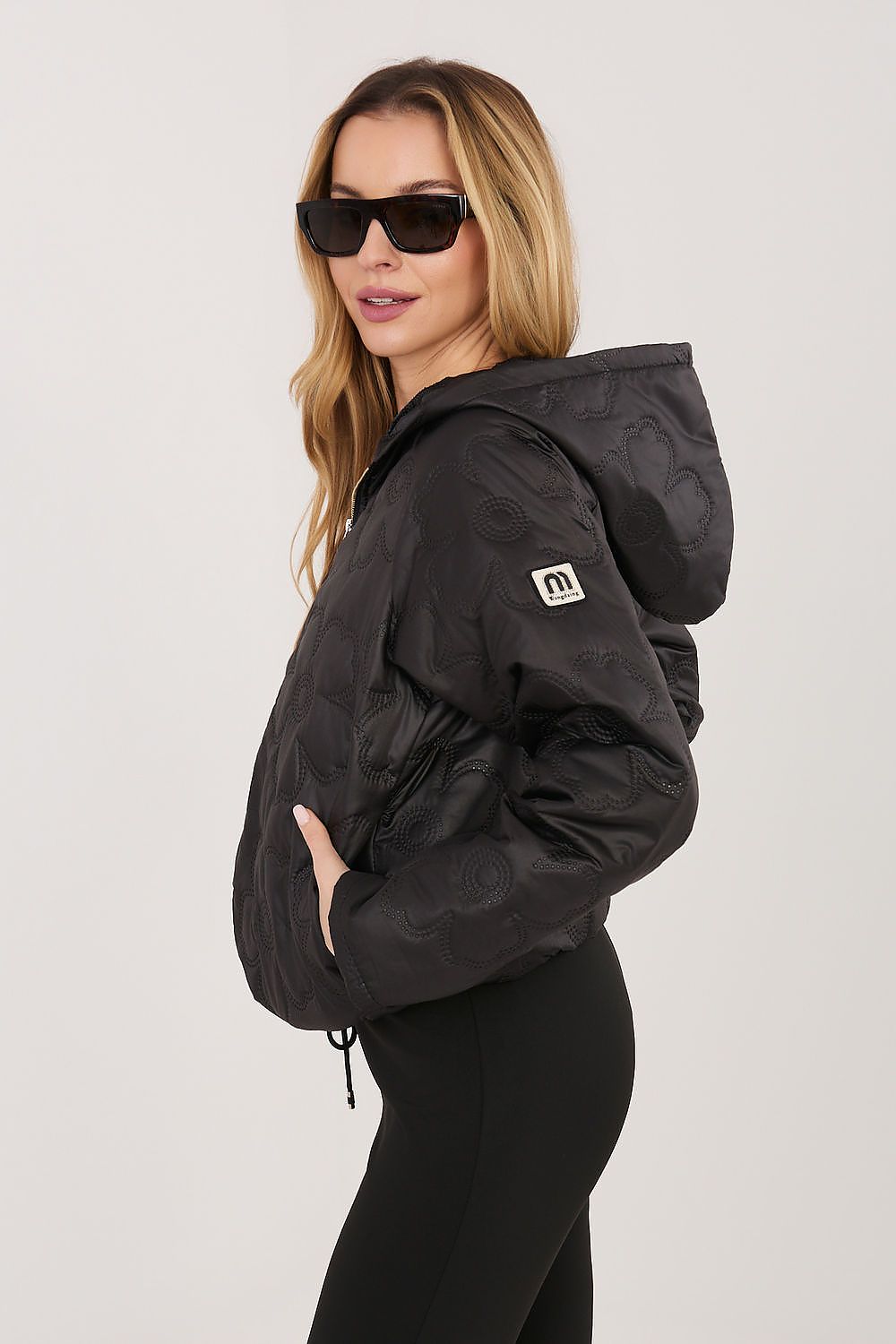 Gesteppte Jacke Damen Blumenmuster Kapuze – 8 Farben Übergang