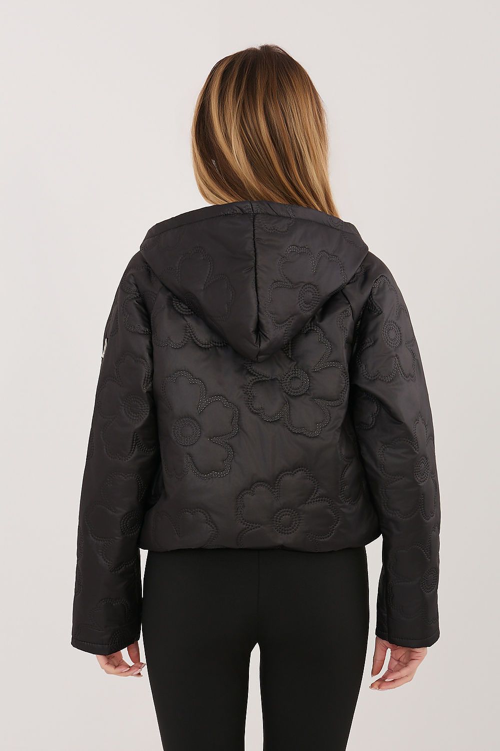 Gesteppte Jacke Damen Blumenmuster Kapuze – 8 Farben Übergang