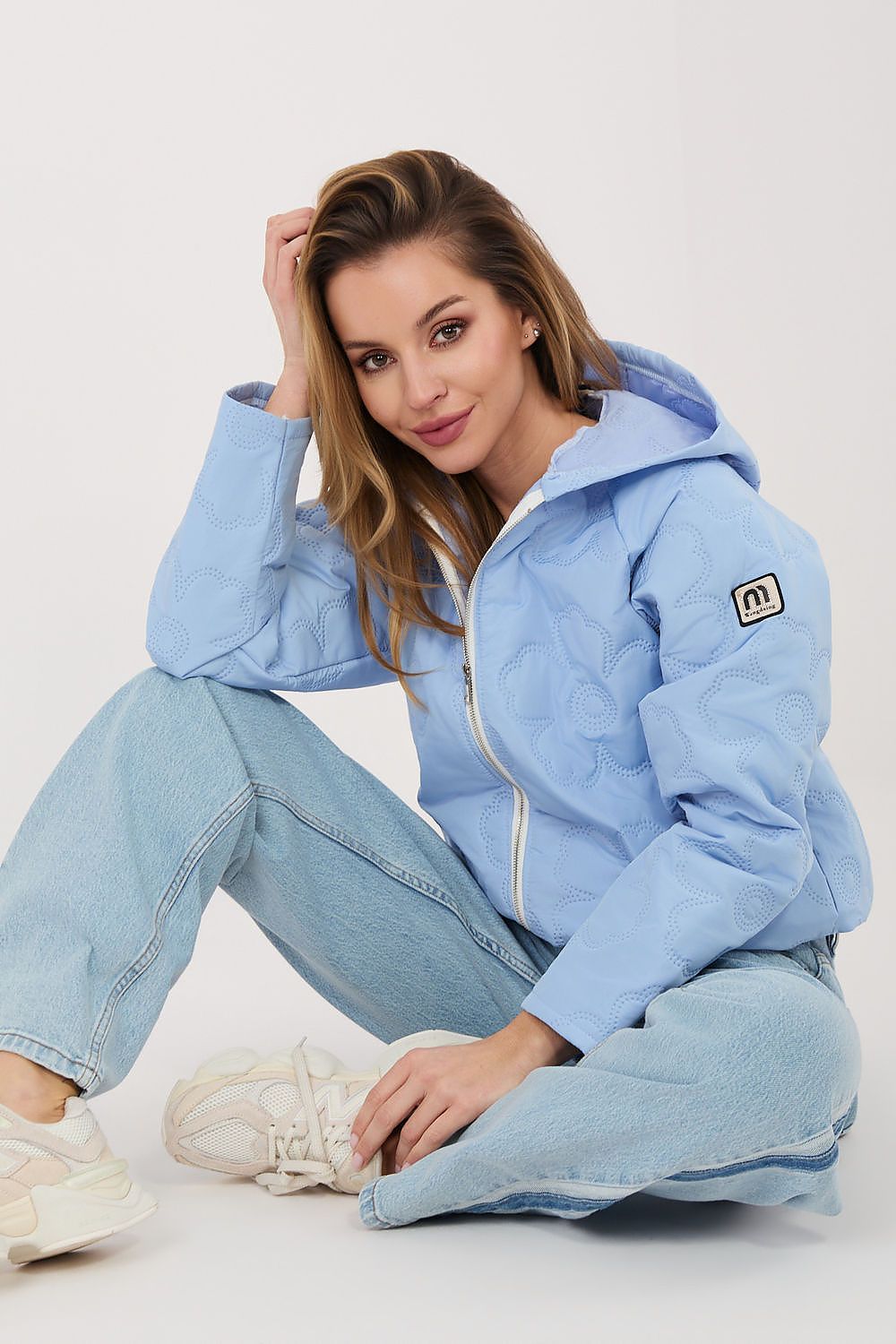 Gesteppte Jacke Damen Blumenmuster Kapuze – 8 Farben Übergang