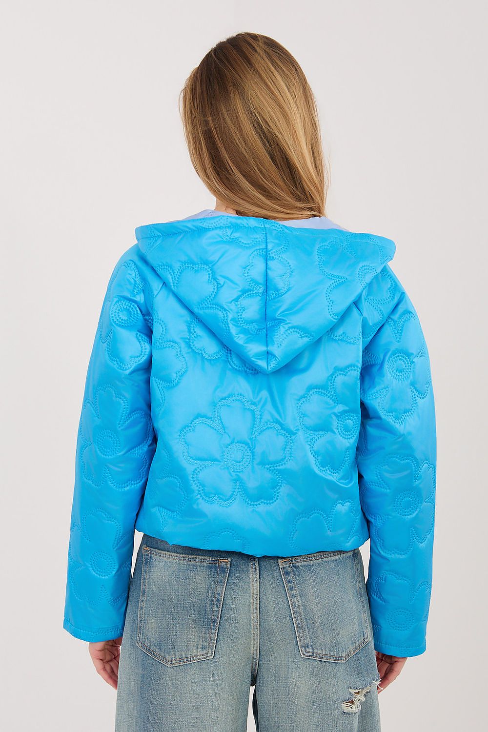 Gesteppte Jacke Damen Blumenmuster Kapuze – 8 Farben Übergang