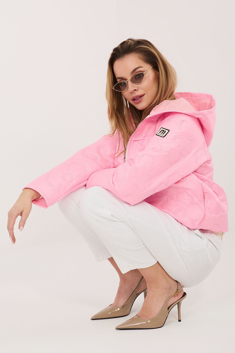 Gesteppte Jacke Damen Blumenmuster Kapuze – 8 Farben Übergang