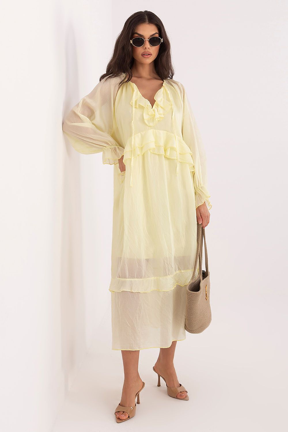 Boho-Sommerkleid Damen – Luftiges Midi-Kleid mit Puffärmeln