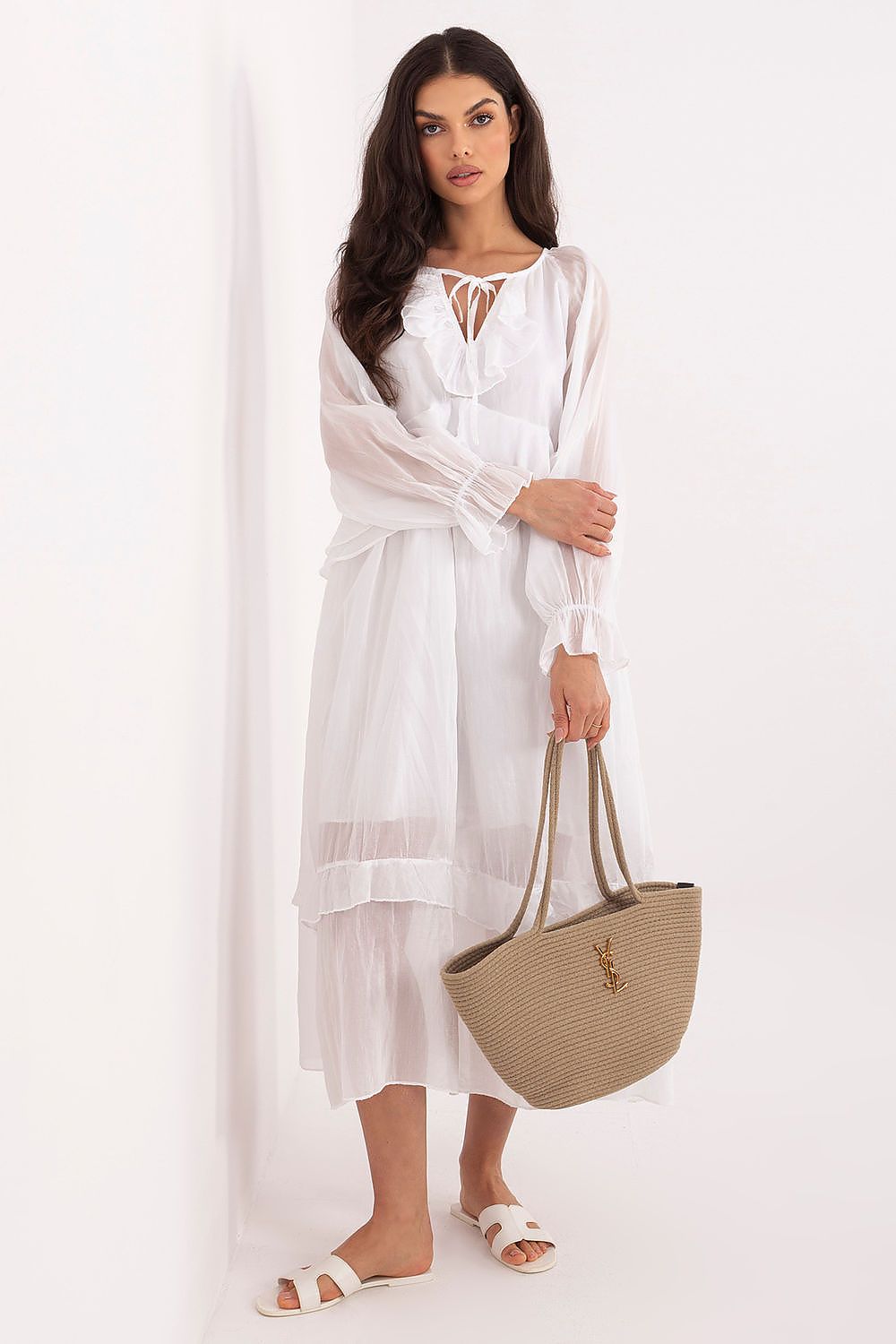 Boho-Sommerkleid Damen – Luftiges Midi-Kleid mit Puffärmeln