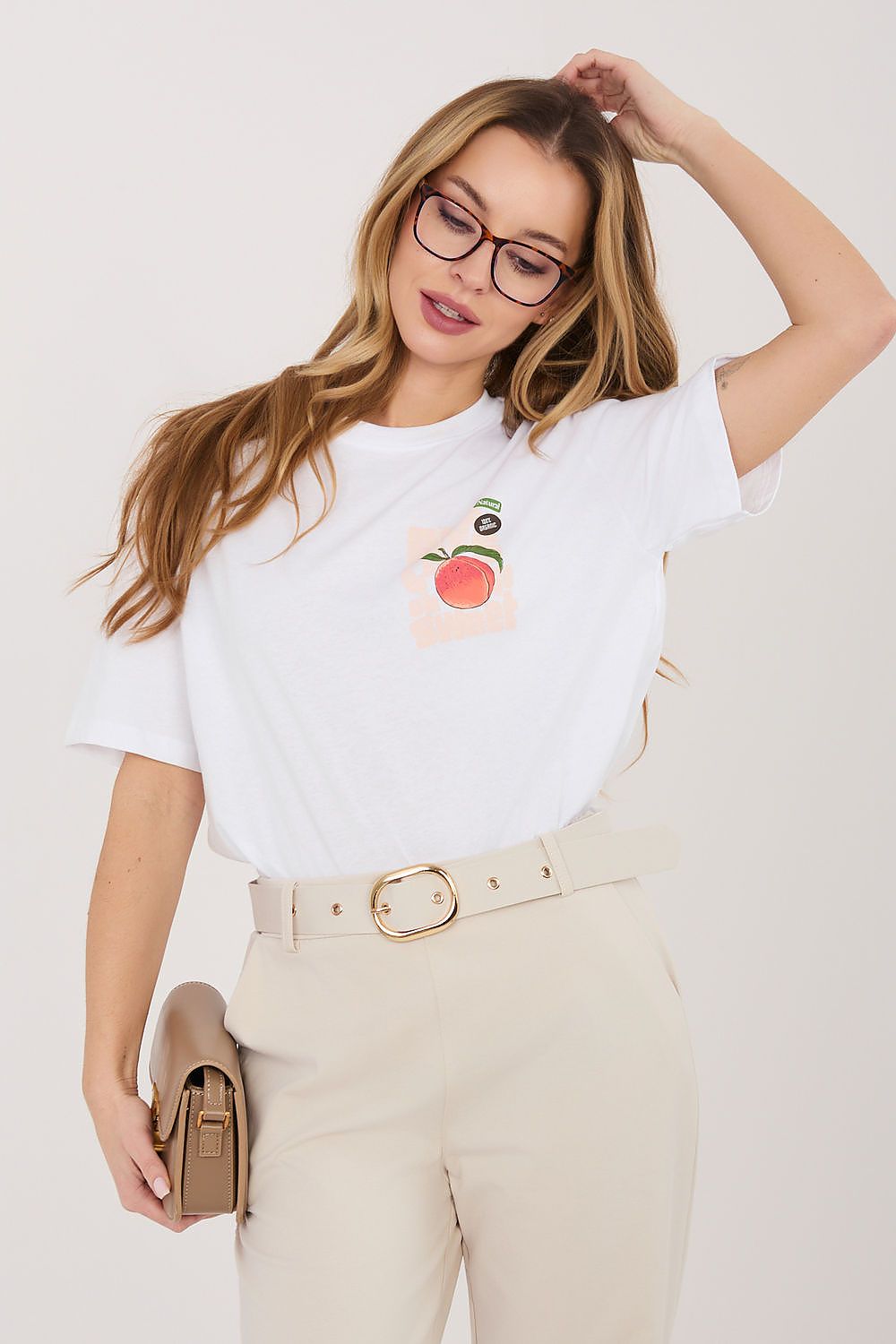 T-Shirt Damen Grafik Print 100% Baumwolle Grün Weiß