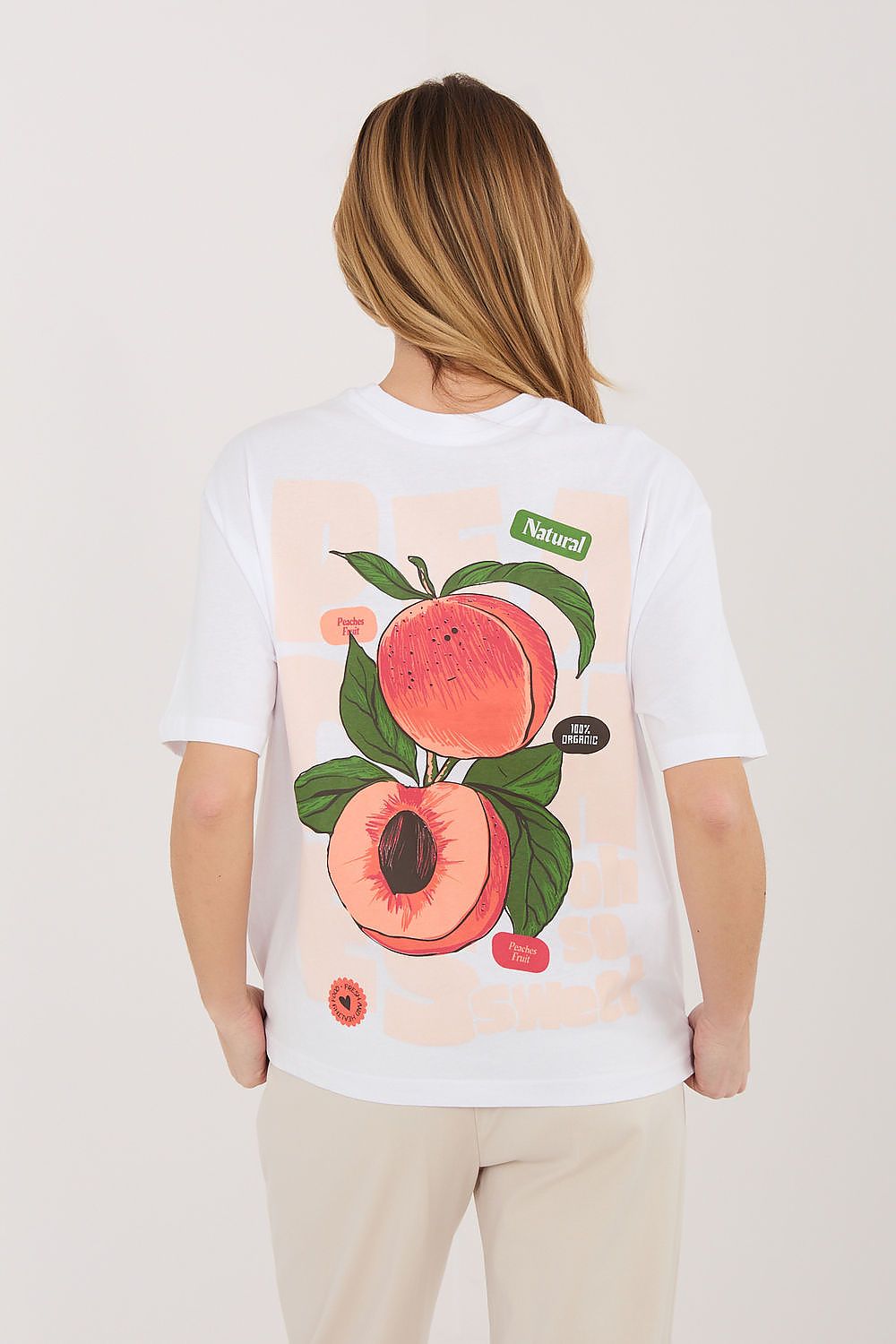 T-Shirt Damen Grafik Print 100% Baumwolle Grün Weiß