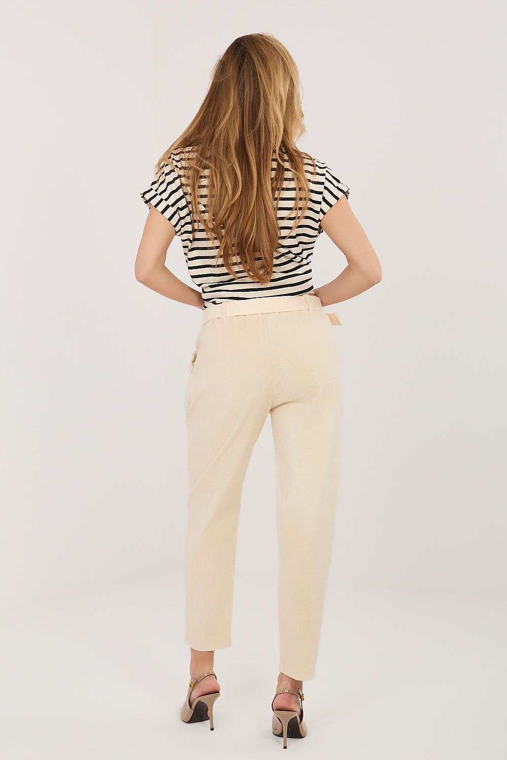 Cordhose Damen 7/8 Zigarettenstil Gürtel Baumwolle Elegant