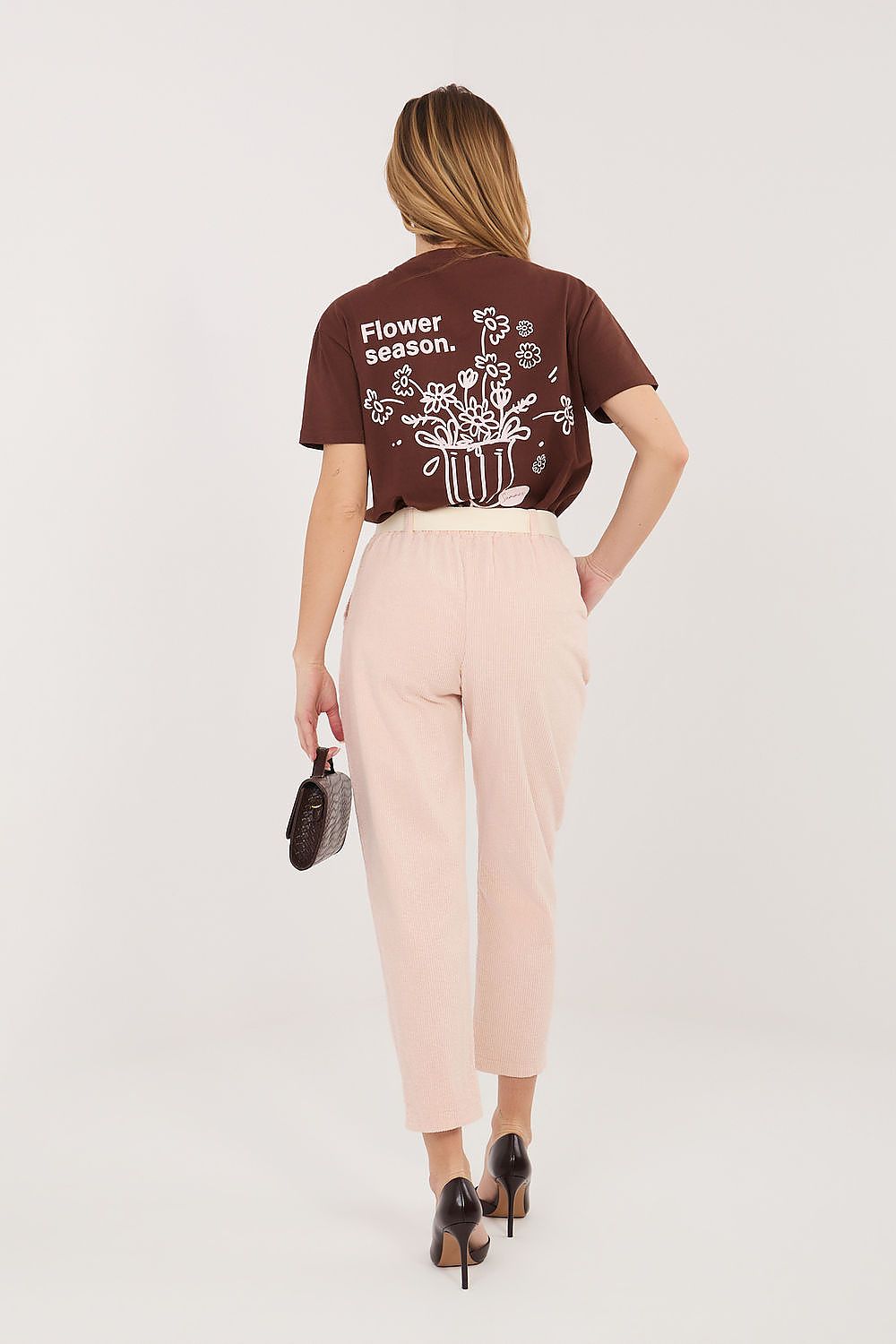 Cordhose Damen 7/8 Zigarettenstil Gürtel Baumwolle Elegant