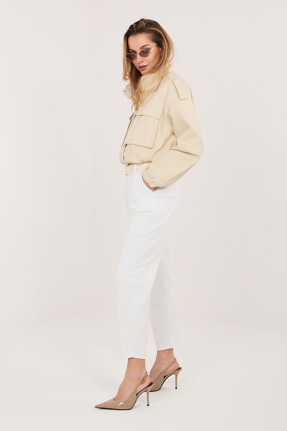 Cordhose Damen 7/8 Zigarettenstil Gürtel Baumwolle Elegant