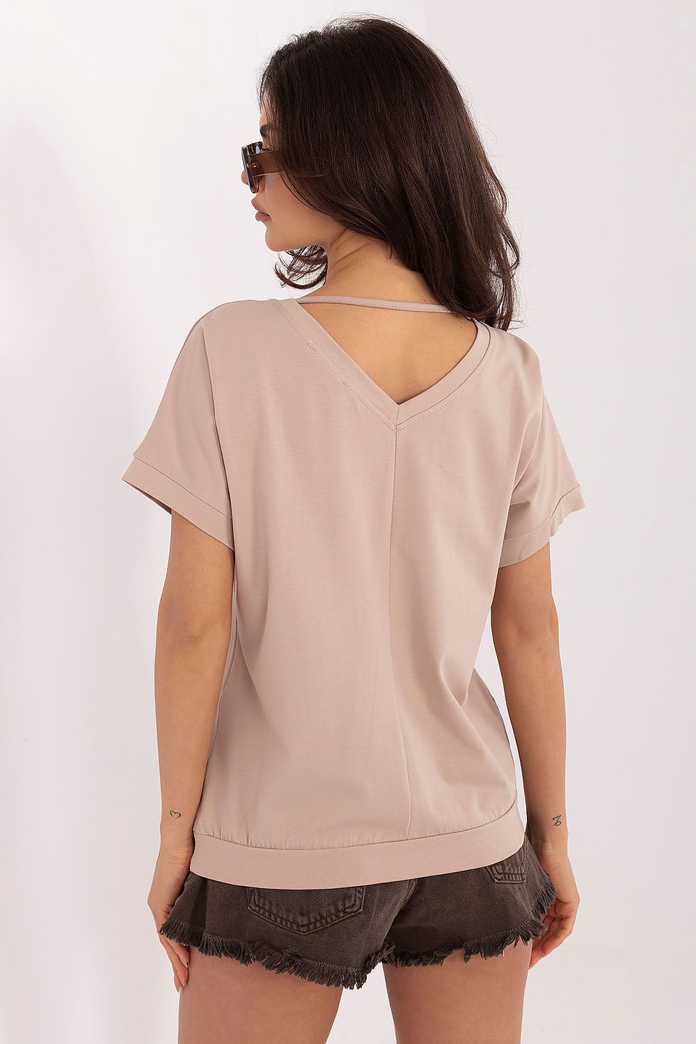 V-Ausschnitt Shirt Damen Baumwolle – 4 Farben S/M & L/XL