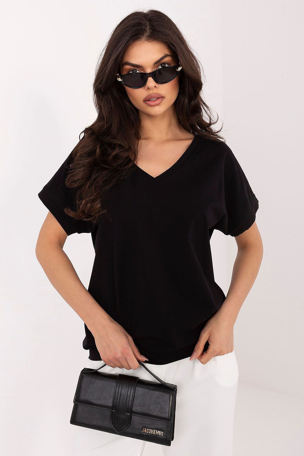 V-Ausschnitt Shirt Damen Baumwolle – 4 Farben S/M & L/XL