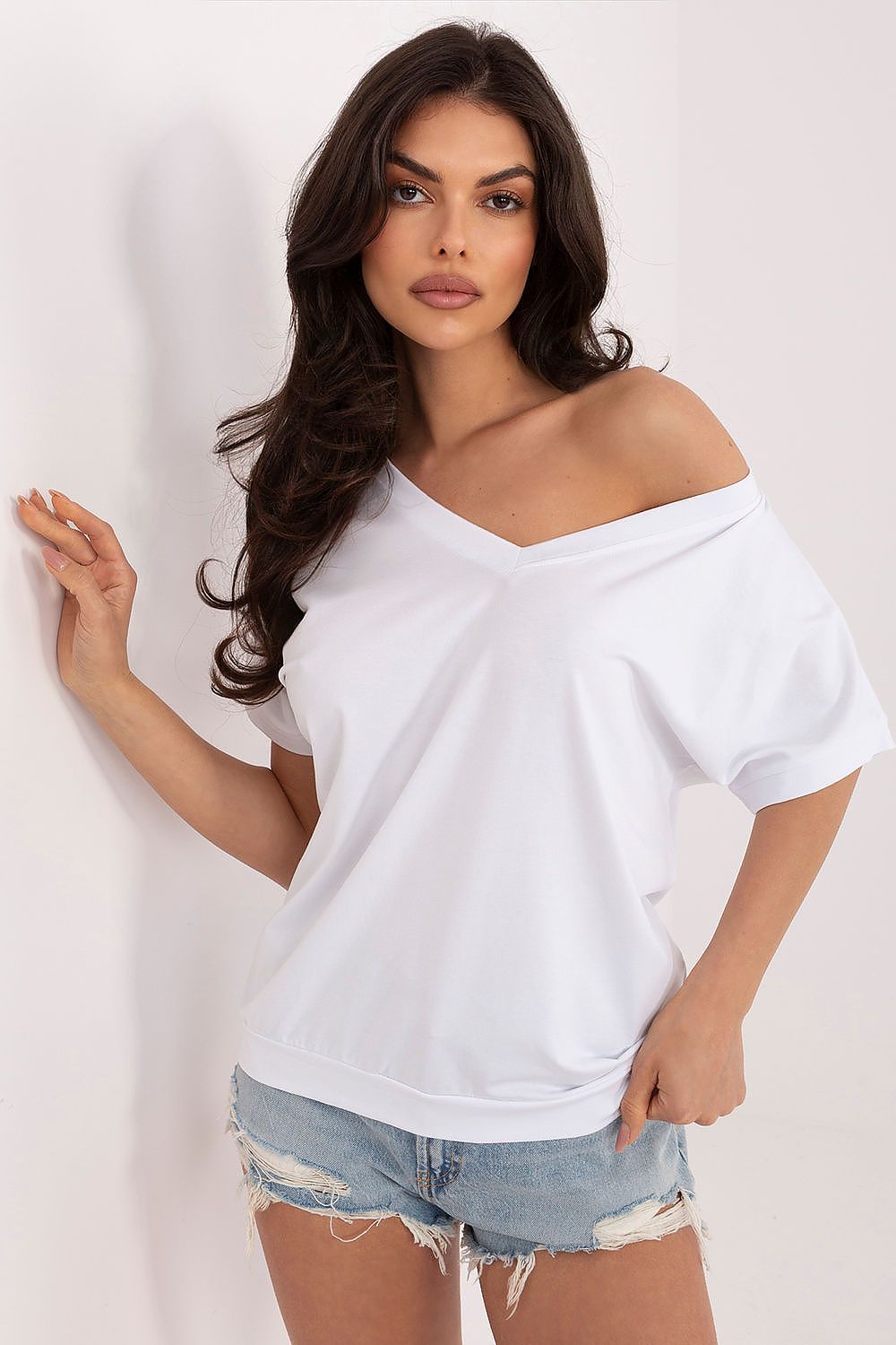 V-Ausschnitt Shirt Damen Baumwolle – 4 Farben S/M & L/XL