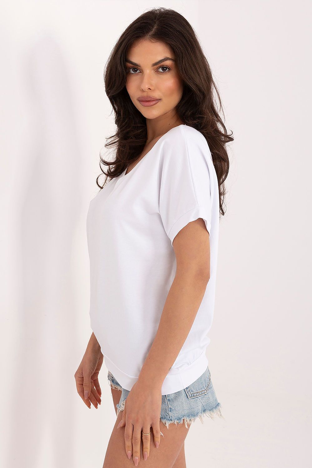 V-Ausschnitt Shirt Damen Baumwolle – 4 Farben S/M & L/XL