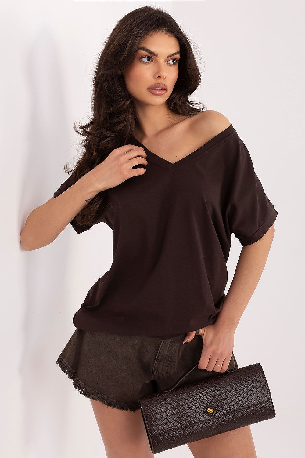 V-Ausschnitt Shirt Damen Baumwolle – 4 Farben S/M & L/XL