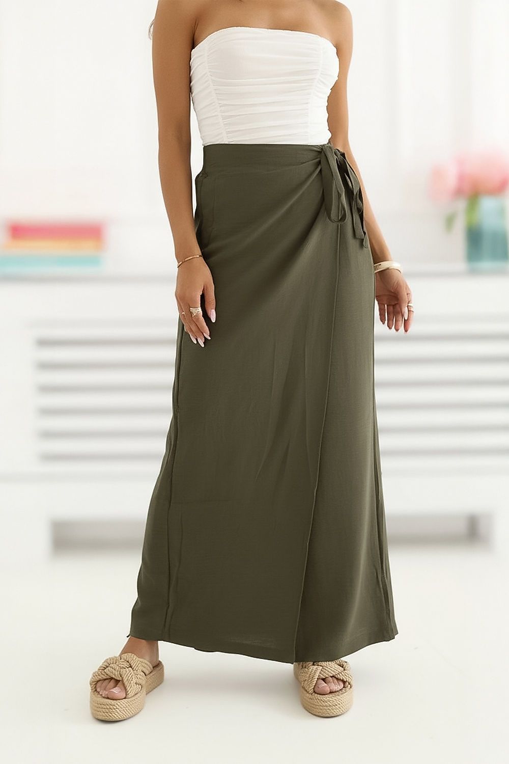 Wide Leg Hose Damen Viskose Hohe Taille Rock-Optik