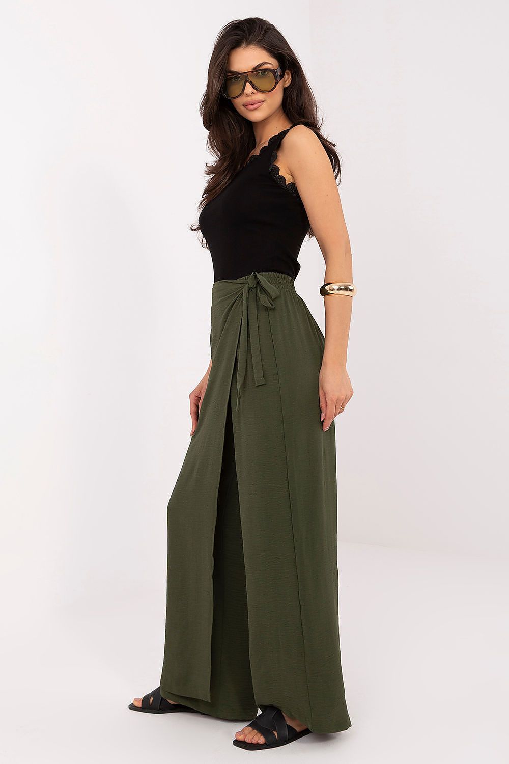 Wide Leg Hose Damen Viskose Hohe Taille Rock-Optik