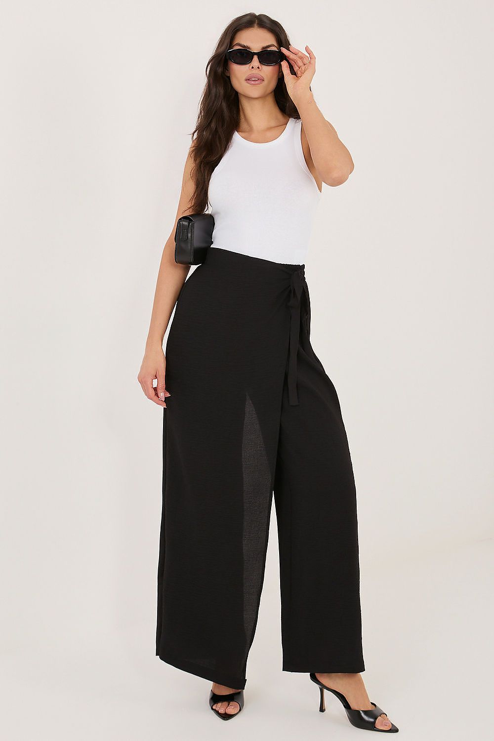 Wide Leg Hose Damen Viskose Hohe Taille Rock-Optik
