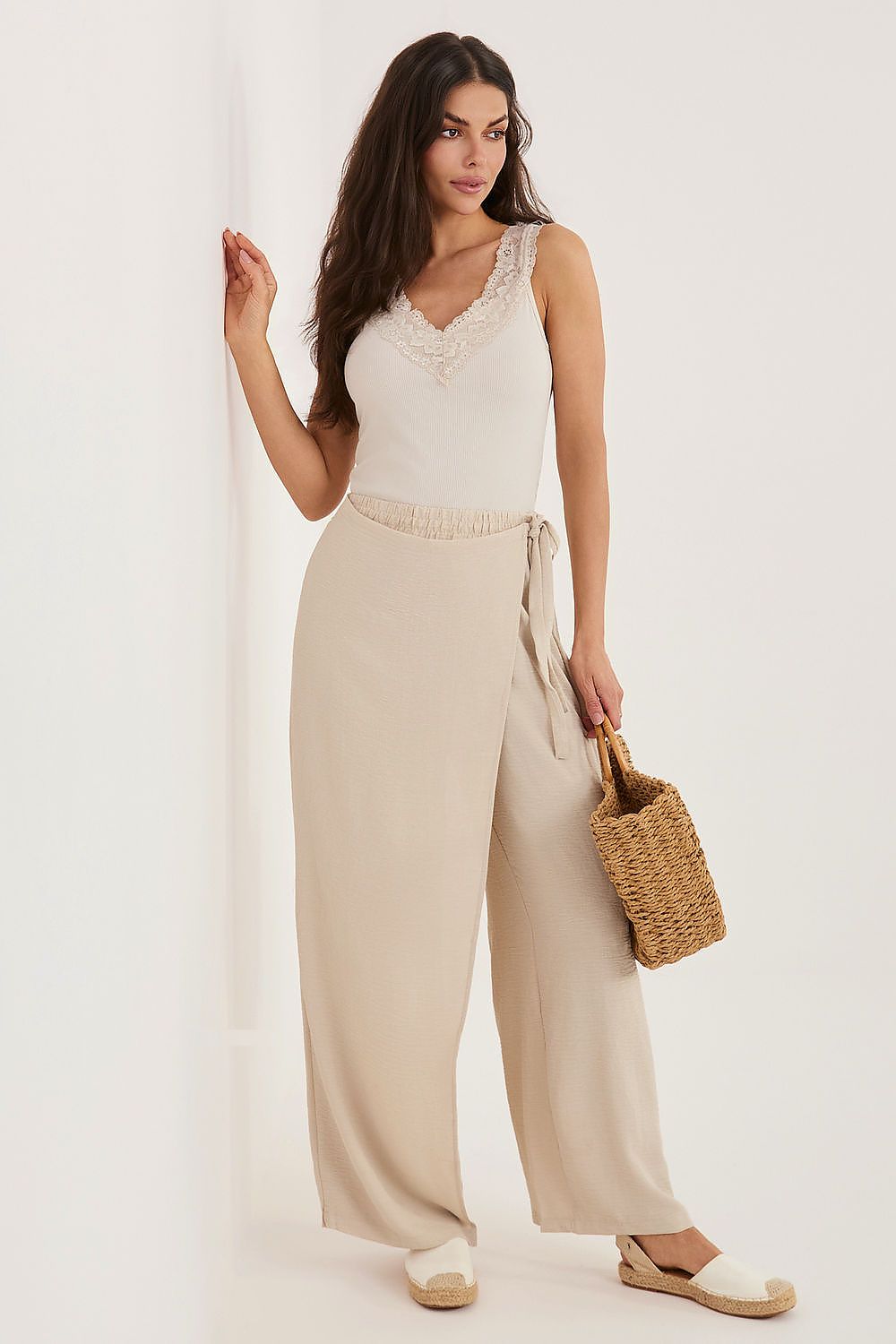 Wide Leg Hose Damen Viskose Hohe Taille Rock-Optik