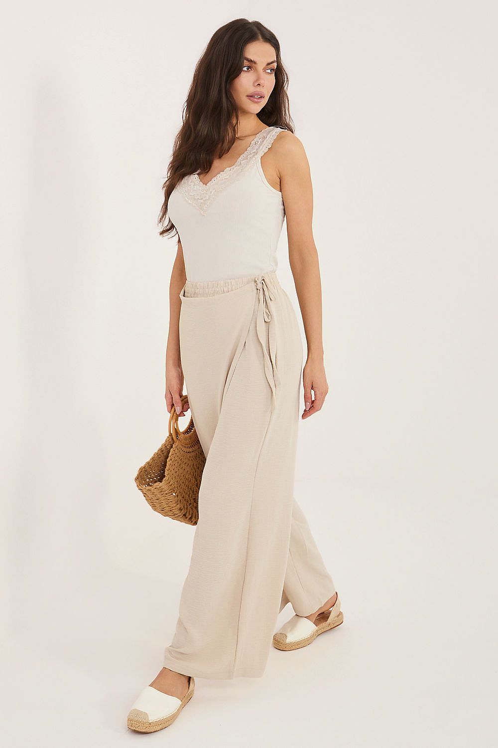 Wide Leg Hose Damen Viskose Hohe Taille Rock-Optik