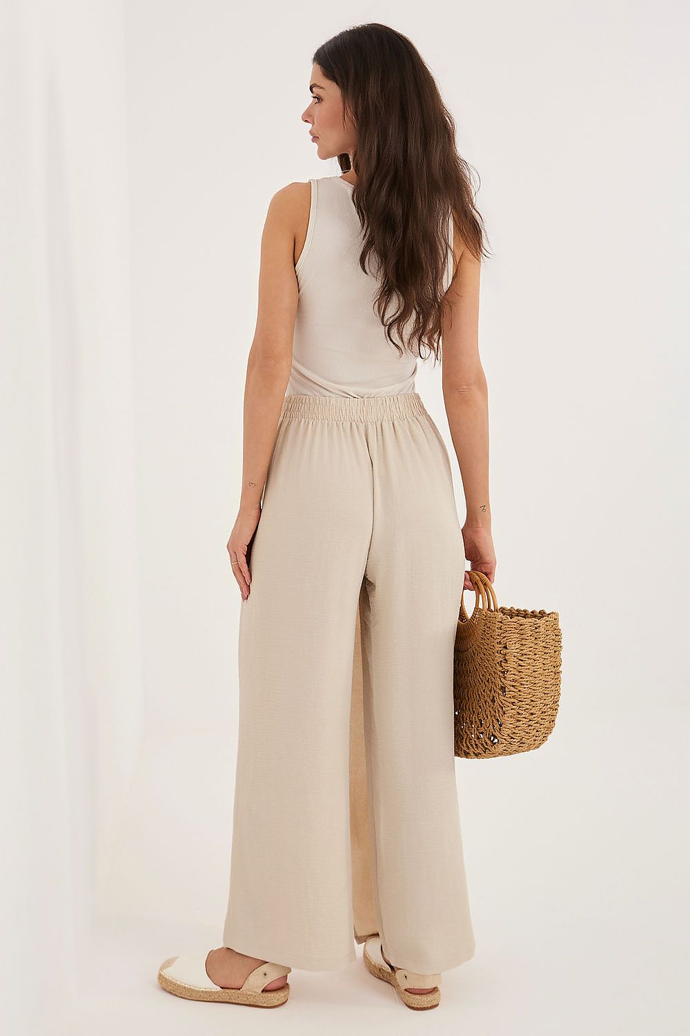 Wide Leg Hose Damen Viskose Hohe Taille Rock-Optik