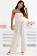 Damen Hose Weit Fließend Gummizug Sommer Beige