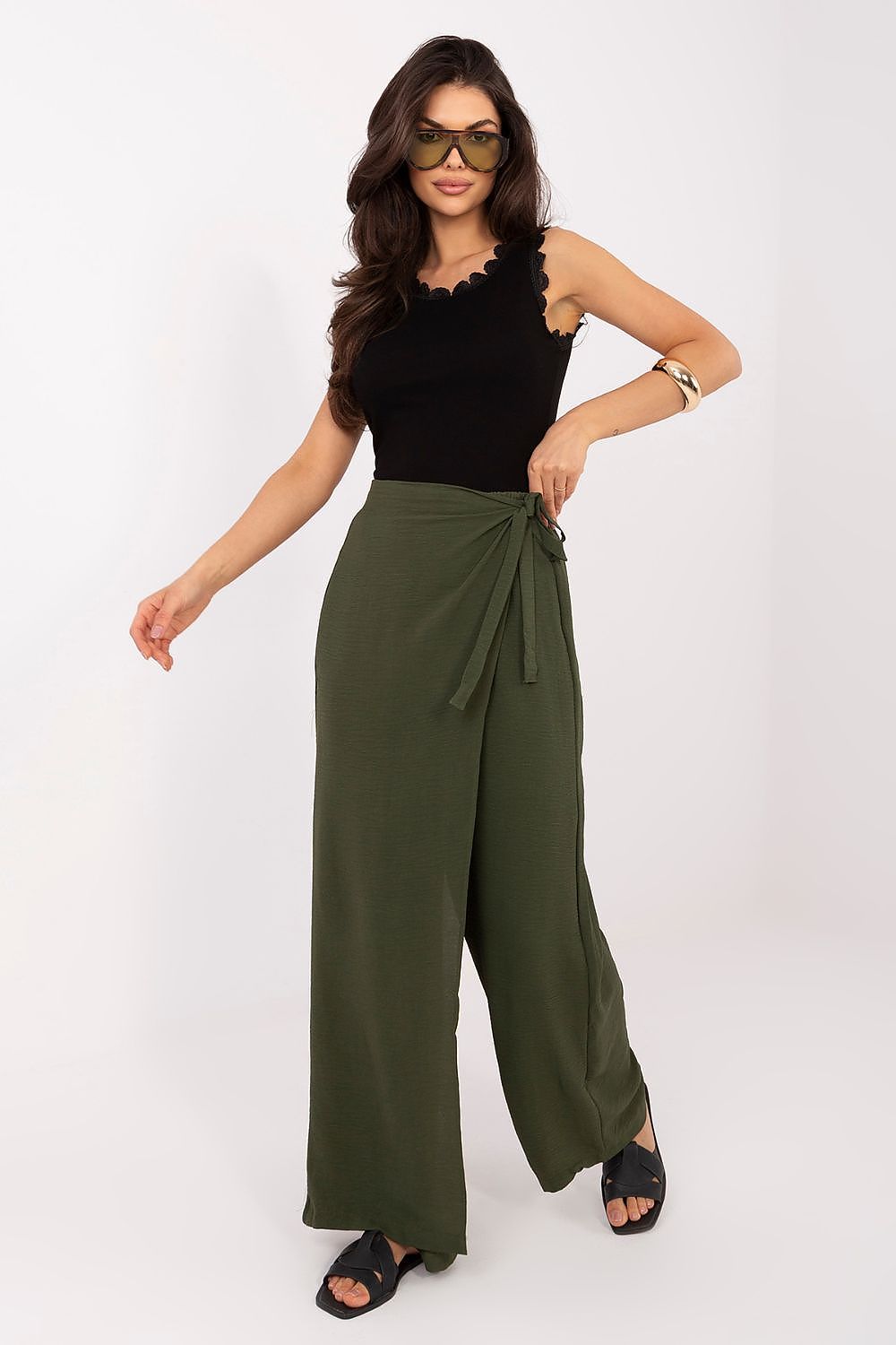 Wide Leg Hose Damen Viskose Hohe Taille Rock-Optik