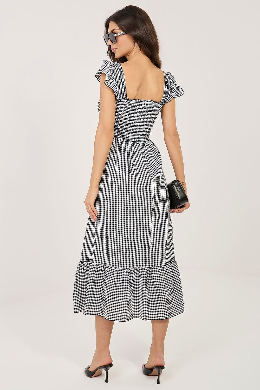 Alltagskleid Damen Midi Spanischer Ausschnitt Sommerkleid