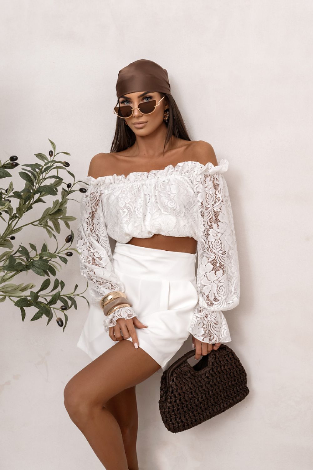 Blusenshirt Damen Viskose Spitze Spanischer Schnitt Beige Rosa Violett