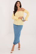 Carmen Bluse Damen Puffärmel Baumwolle Tailliert Sommerbluse