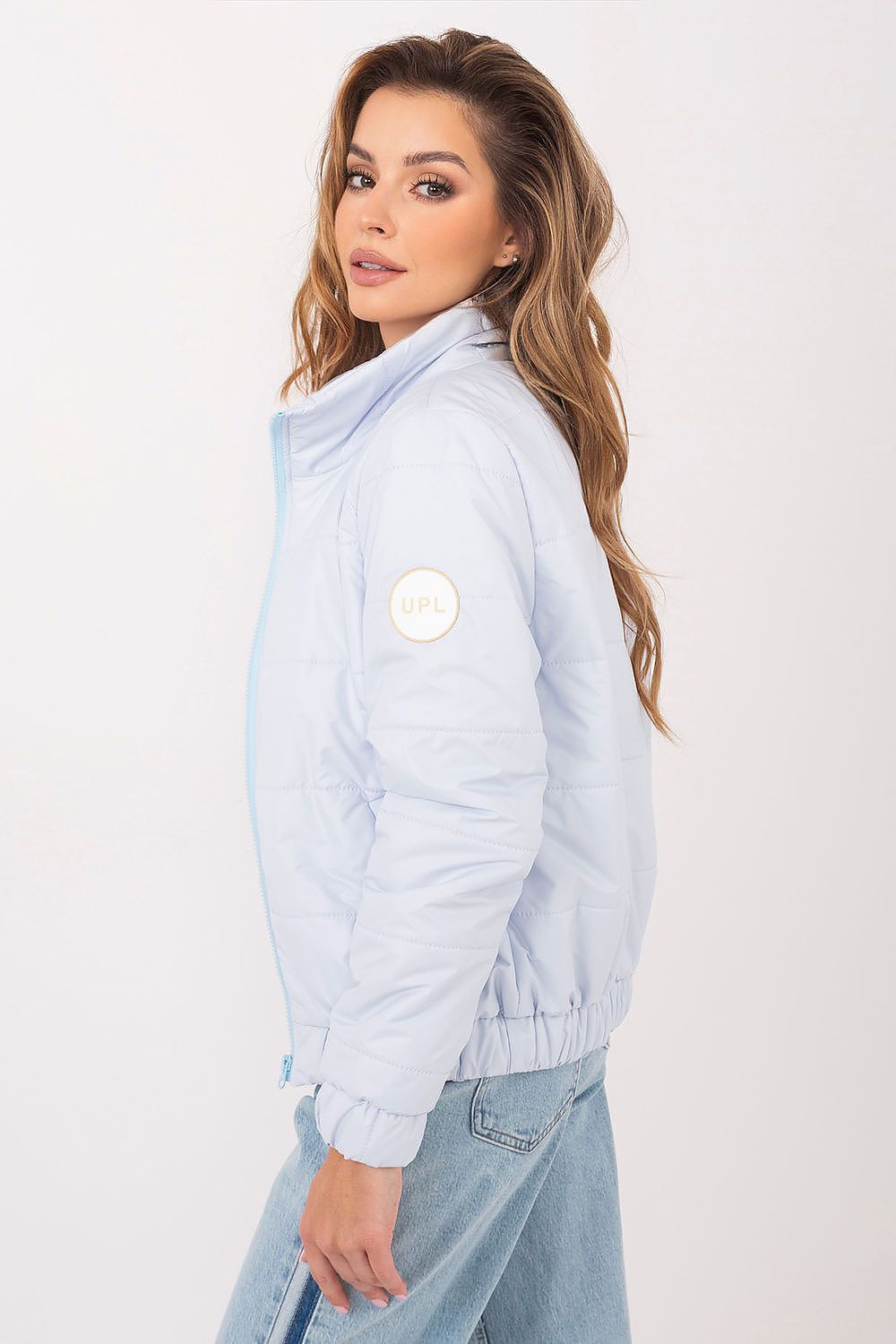 Damen Steppjacke Bunt Frühjahr Stehkragen Rosa Blau Gelb