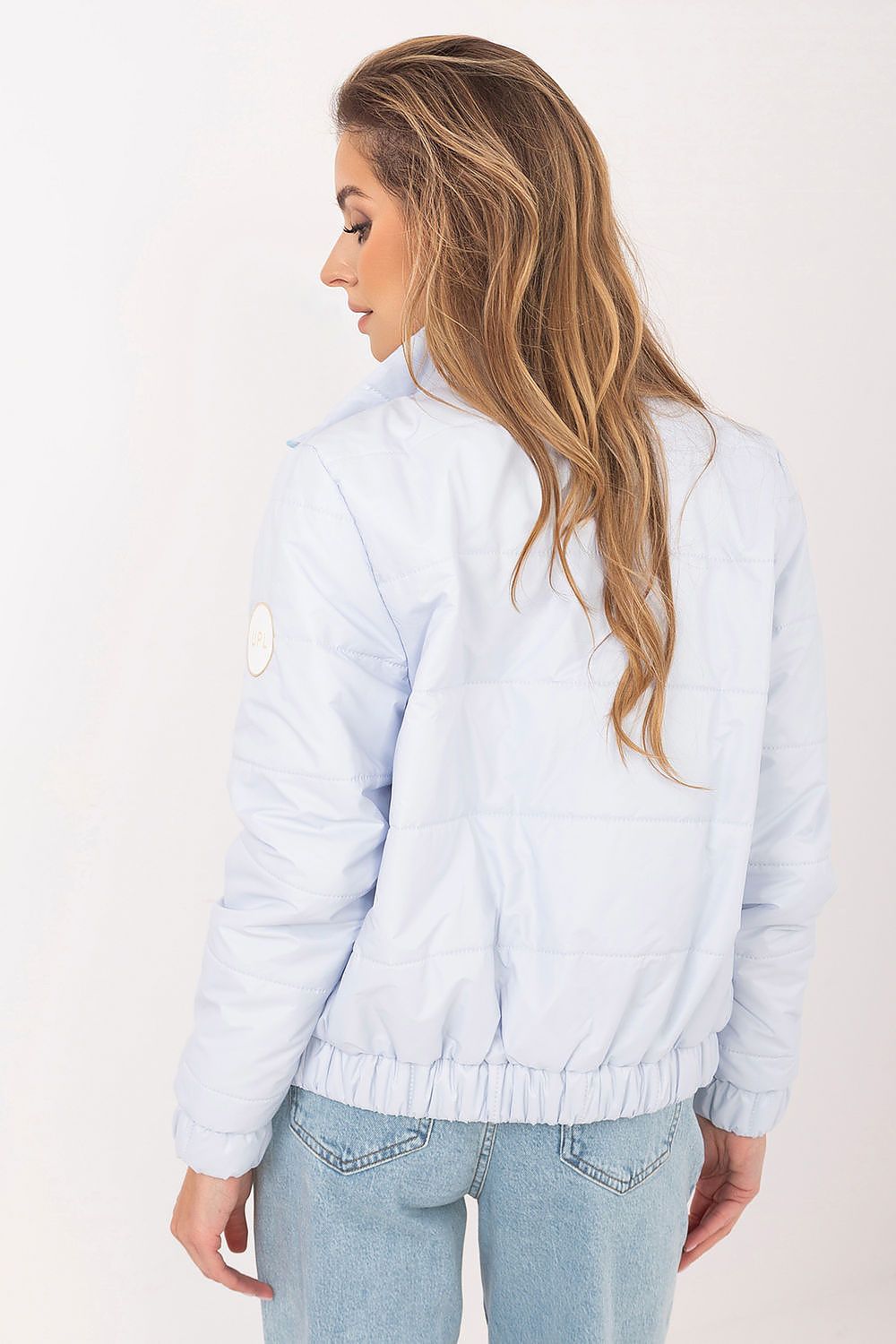 Damen Steppjacke Bunt Frühjahr Stehkragen Rosa Blau Gelb
