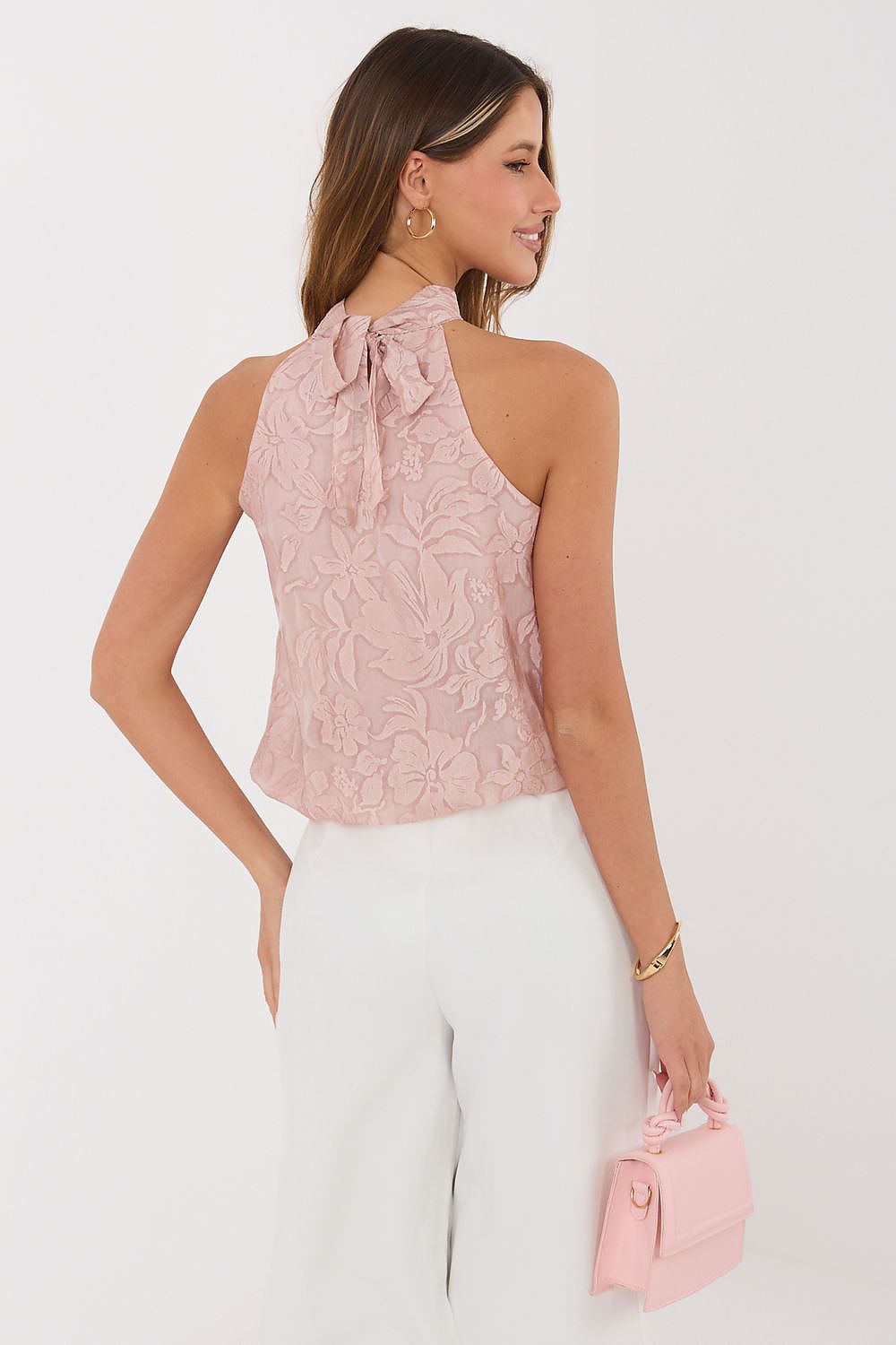 Bluse Damen Ärmellos Bindung Hals Gefüttert Elegant Sommer