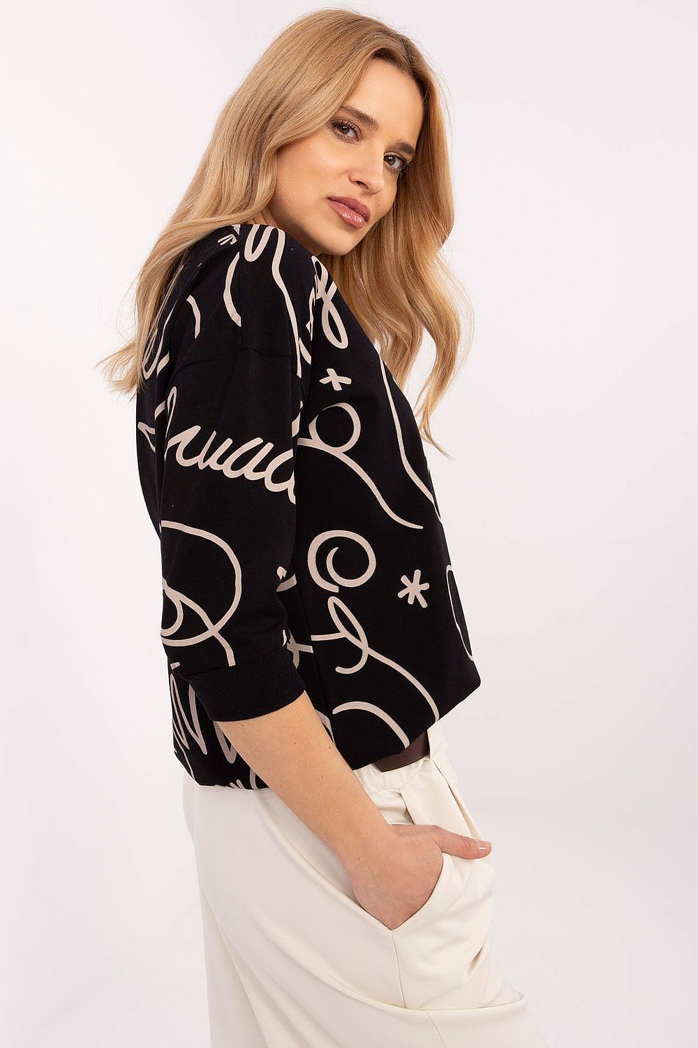 Shirt Damen 3/4 Arm Baumwolle Stretch Alltagsshirt