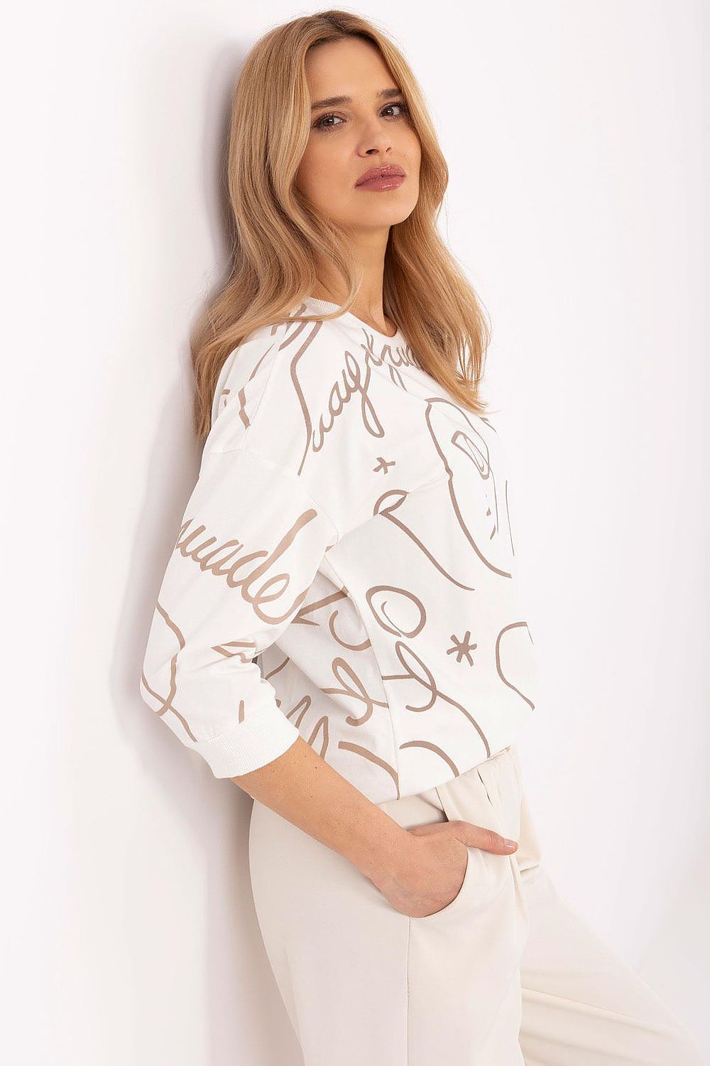 Shirt Damen 3/4 Arm Baumwolle Stretch Alltagsshirt