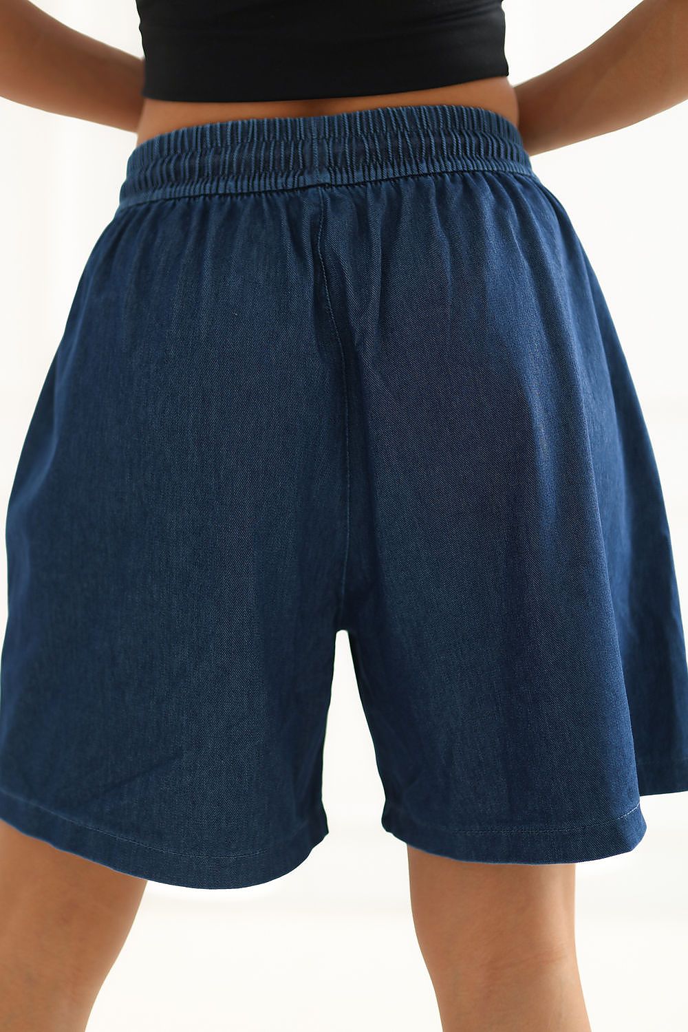 Shorts Damen Kordelzug Seitentaschen Baumwolle Stretch
