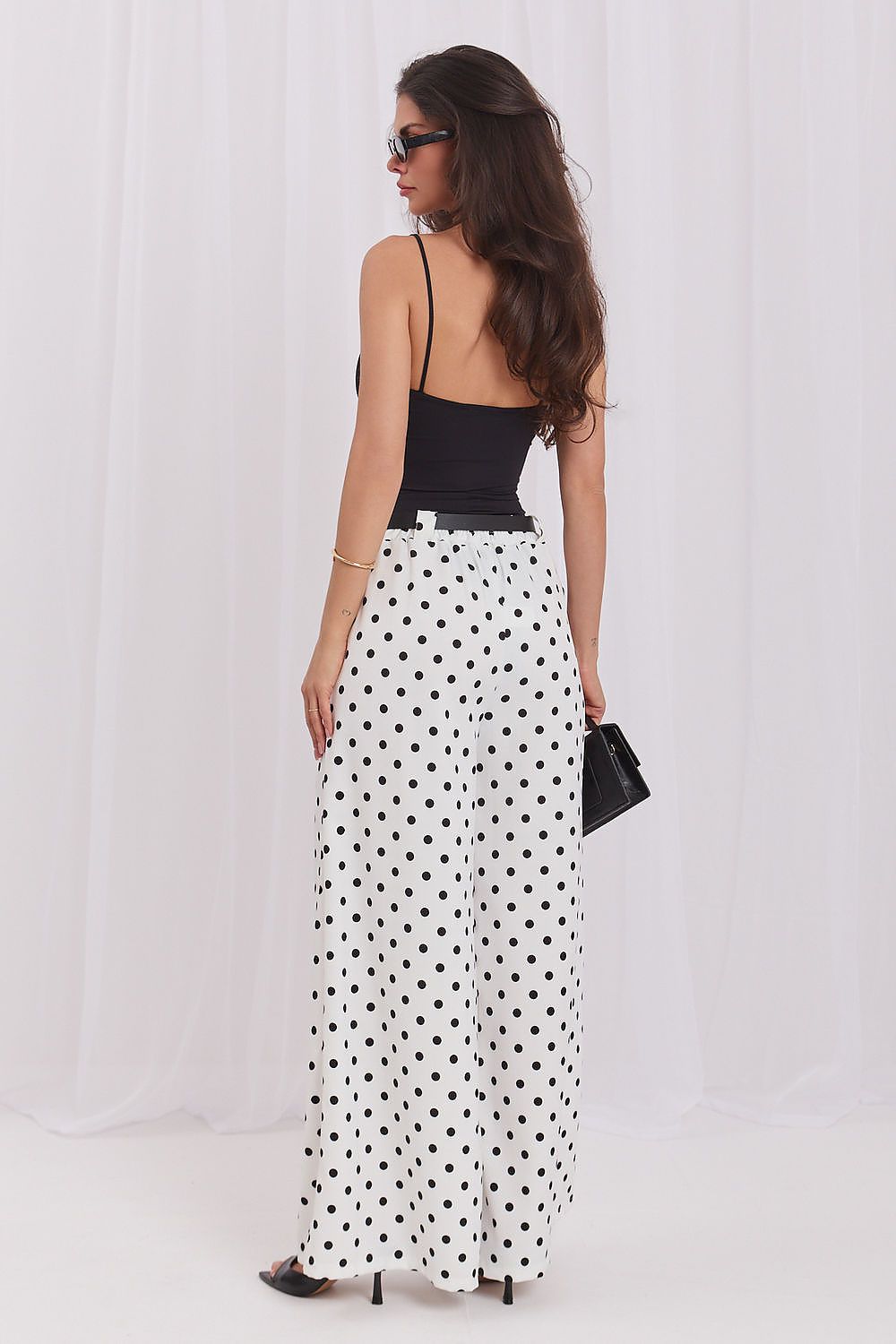 Palazzo Hose Damen Weit Punkte Muster Elegant