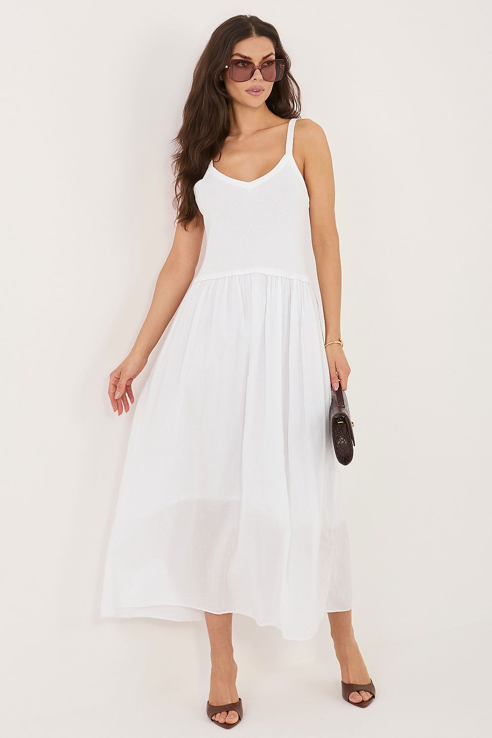 Sommerkleid Damen Maxi Baumwolle Gestreift Ärmellos